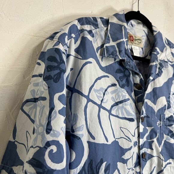 Hilo Hattie Vintage Floral Hawaiian Button Down Shirt Mens Large Blue Vacation - Picture 4 of 9